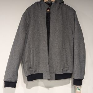 Levi’s Jacket Mens Large Gray Hooded Sherpa Lined Soft Shell Bomber Coat Size L